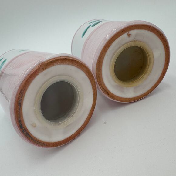 Vintage Caleca Salt and Pepper in Pink Garland Made in Italy Handpainted - Picture 3 of 7